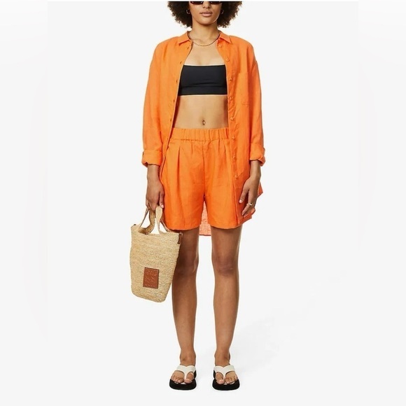 ASCENO Formentera Women’s Orange Organic-Linen Shirt Oversize S - Picture 2 of 14